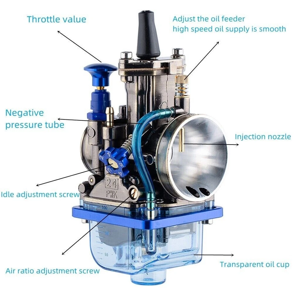 PWK 24 Carburetor Power Jet 24mm For 50cc-125cc Dirt Pit Bike Scooter Kart ATV - Image 3 of 4