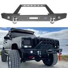 Stubby Front Bumper W Led Spotlights Winch Plate For Jeep Cherokee Xj 84-01