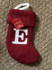 New Wondershop Red Mini 8” Christmas Knit Stocking Initial Letter “E”