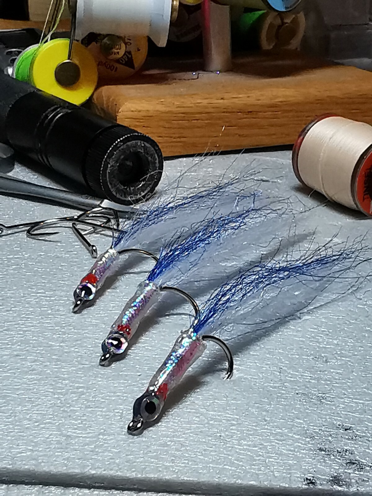 4x Saltwater flies lure BLUE anchovies ELL 1/0 10CM fly fishing bass
