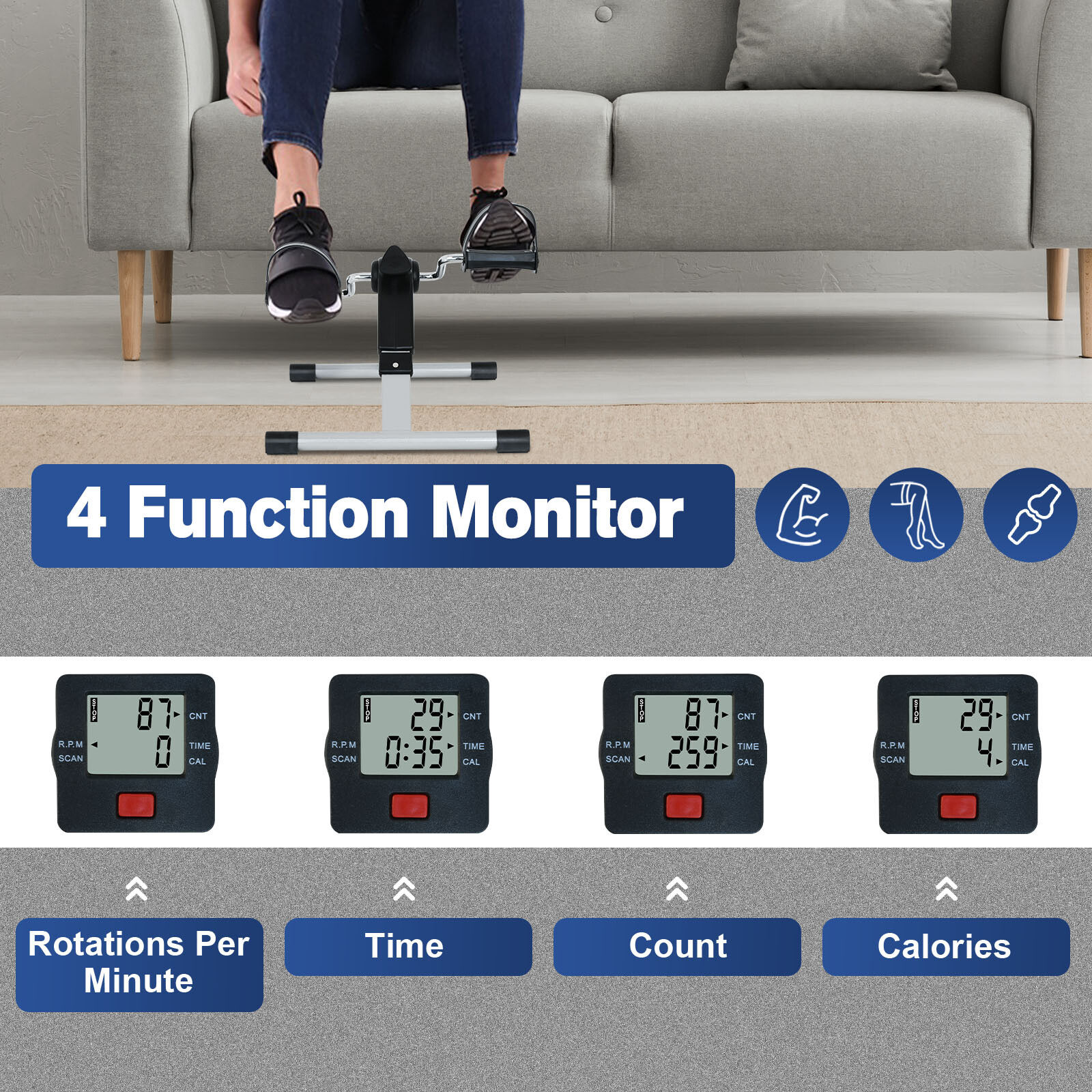 Folding Pedal Exerciser Mini Exercise Bike Under Desk Bike Foot Pedal