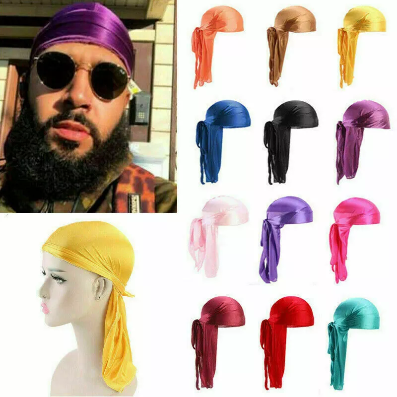 Premium Silky Durag Satin Wave Cap Men's Women's Doo Rag Hat