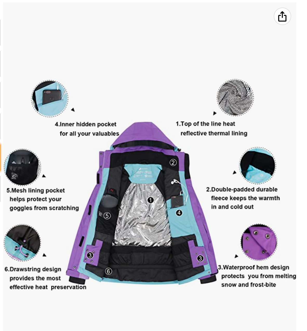 ANDORRA Women's Performance Insulated Winter/ Ski Jacket with ZipOff