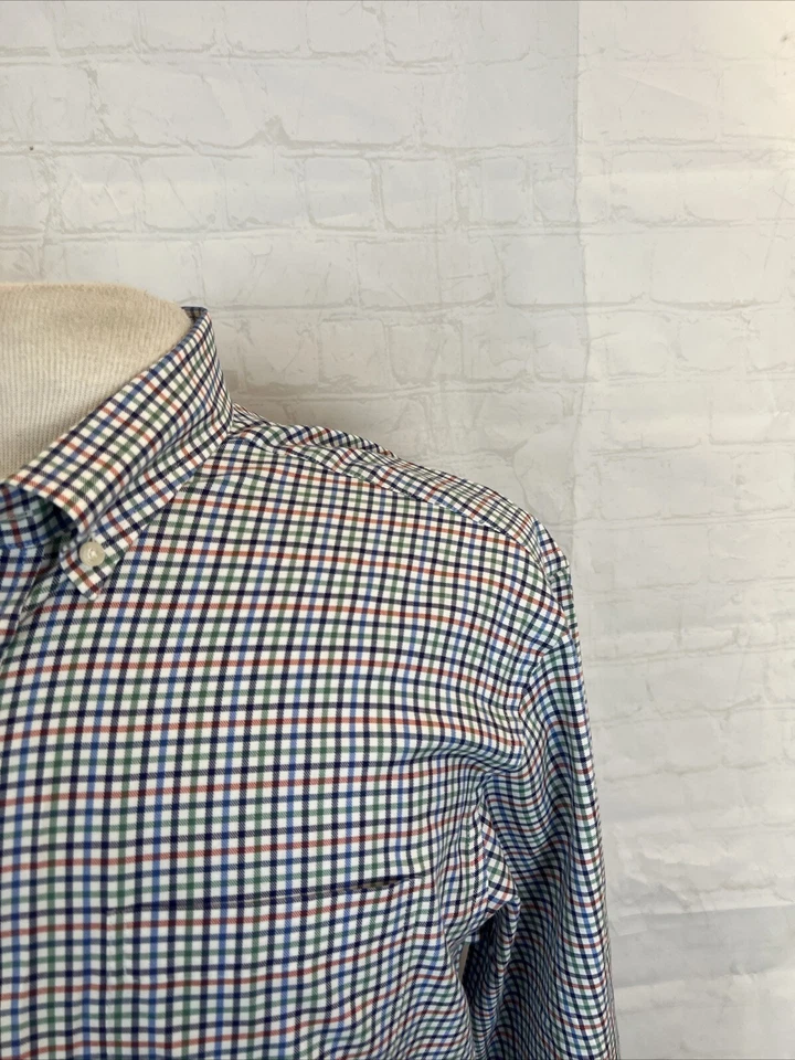Camisa de vestir de algodón a cuadros multicolor blanca para hombre Vineyard Vines TALLA L $178 Foto 2 de 4