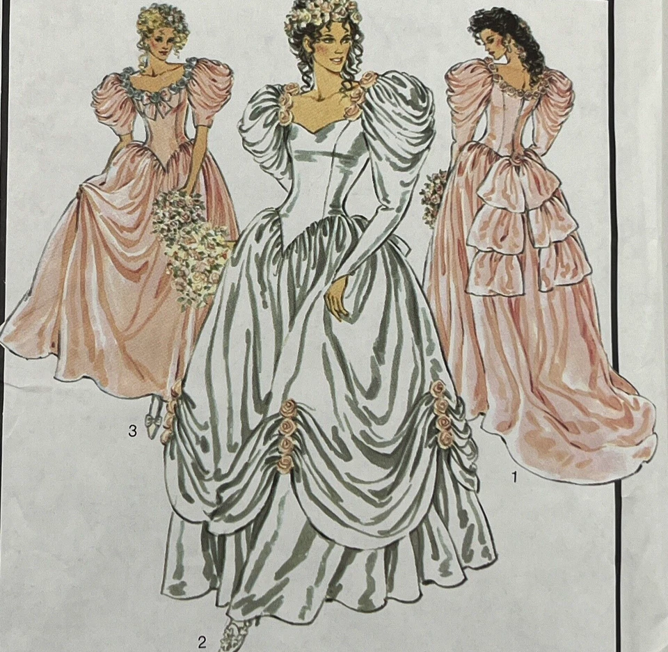 STYLE 1680 90s Mutton Sleeve Wedding Gown 8 10 12 14 16 18 Sew Pattern UC FF VTG - Image 3 of 4