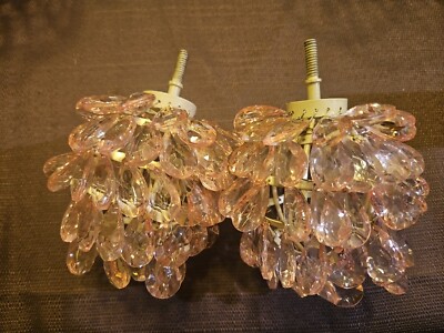 Pair of 2 PINK UNIQUE Beaded Curtain Rod Drapery Finials BOHO SHABBY Style