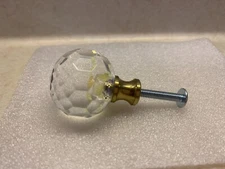 CRYSTAL DOOR KNOB HANDLE PULL BRASS CABINET HARDWARE CAL
