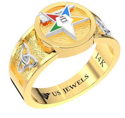 US Jewels Freimaurer Damen 14k Gelbgold 8mm Eastern Star Past Matron Ring