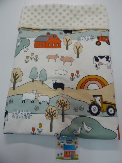 Baby Blanket Farm 90cm x 70cm Minkee Dot Back