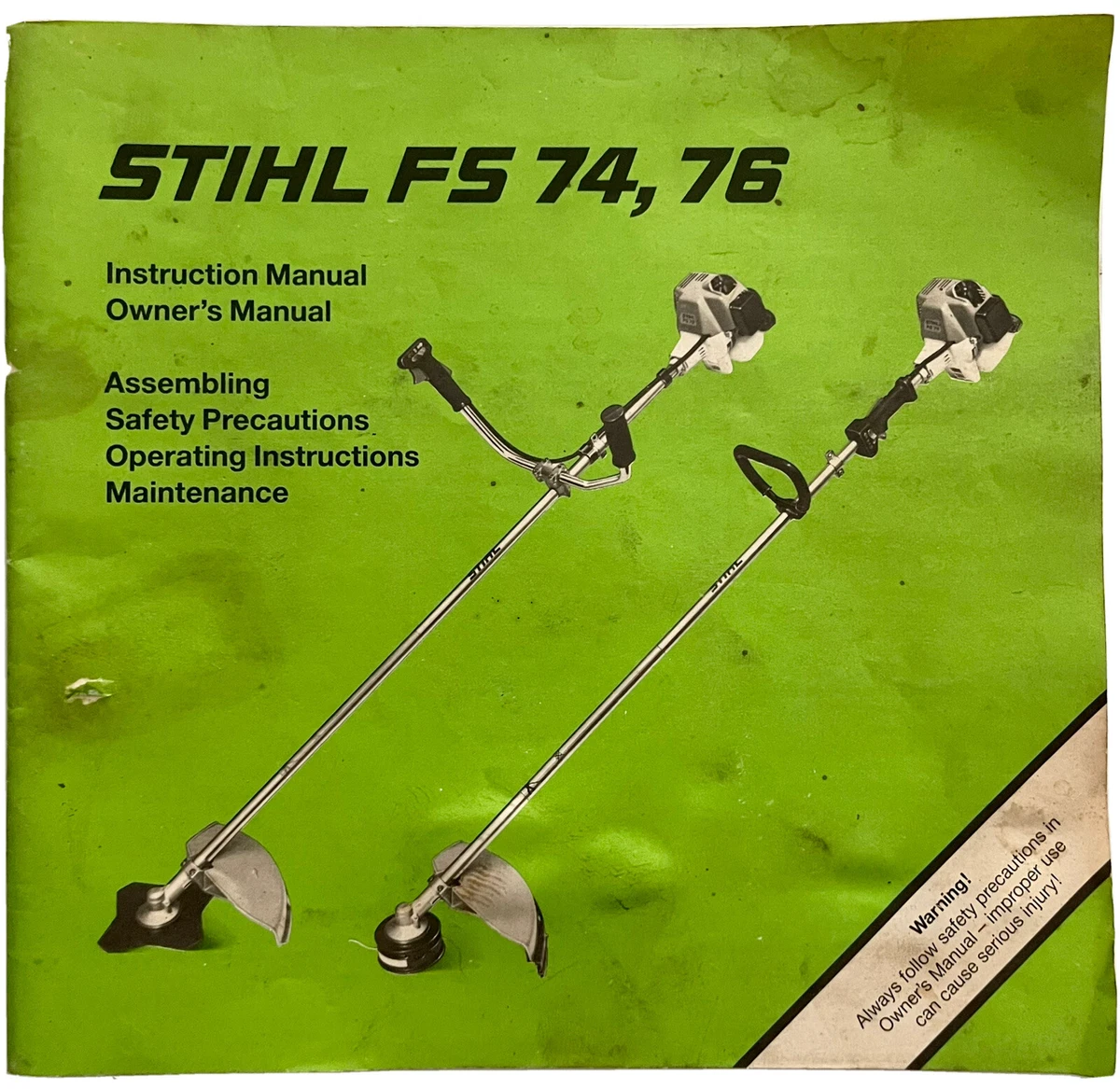 STIHL FS74 FS76 STRING TRIMMER INSTRUCTIONS OWNER S MANUAL GENUINE OEM
