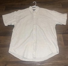 Ralph Lauren Chaps Men's XL 55%Linen 45%Cotton Buttondown SS Pocket Dress Shirt