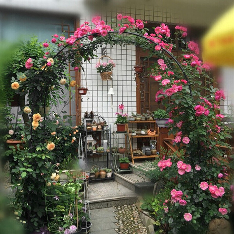 Heavy Duty Metal Garden Arch Rose Archway Pergola Arbour Climbing ...