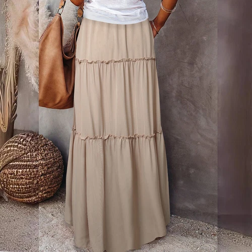 Mujeres Bohemia Cintura Alta Falda Larga Damas Vacaciones Columpio Suelto Boho Maxi Faldas - Imagen 11 de 30