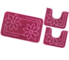 Badteppich Blumen Parure Set 3-teilig weich saugfähig rutschfest waschbar