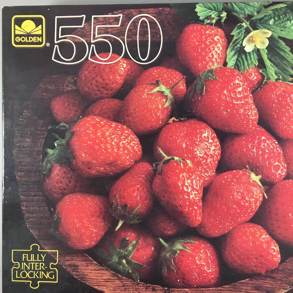De colección ~ Rompecabezas de oro ~ Tazón de fresas ~ 550 piezas ~ Sellado de fábrica ~ 15,5 x 18 Foto 2 de 4