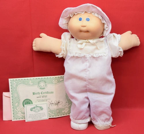 1982 Cabbage Patch Kids Doll Bald Blue Eyes Outfit Shoes Socks Certificate 40T