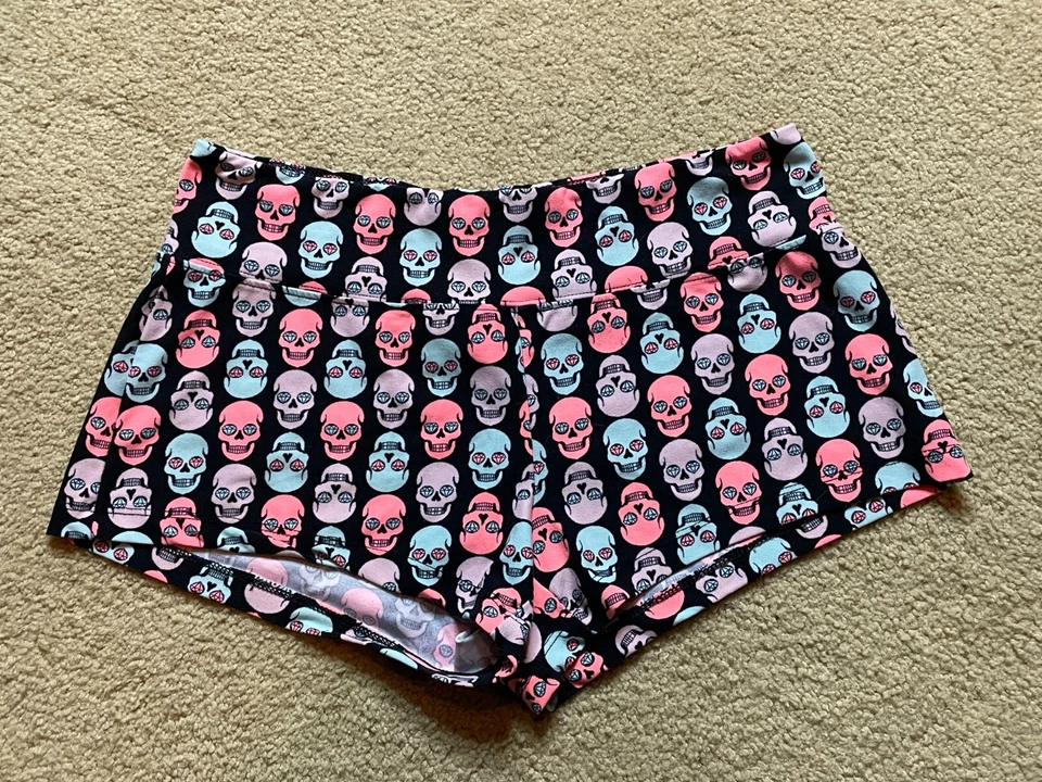 No Boundaries Emo Gótico Calavera Esqueleto Pijama Delgado Dormir Botín Pantalones Cortos Pequeño 3/5 Foto 4 de 4