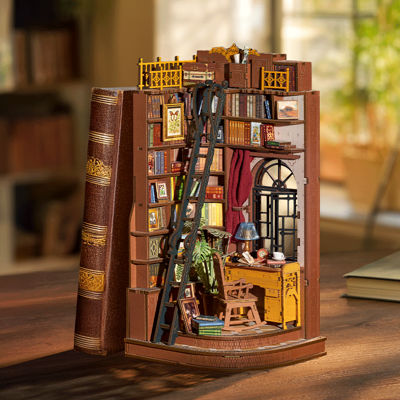 Rolife DIY Silent Corner Study DIY Book Nook Shelf Bookshelf
