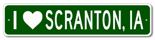 I Love Scranton, Iowa Metal Wall Decor City Limit Sign - Aluminum - 第 1/1 張圖片