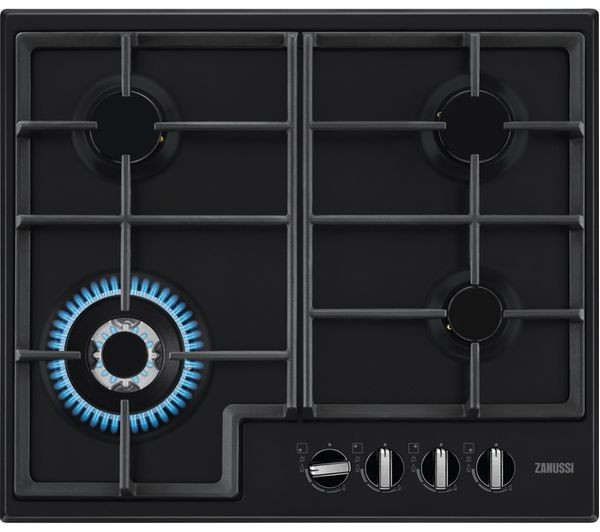 Zanussi ZGNN645K 4 Burner Gasherd - Schwarz 60CM LPG Convertible - Brandneu