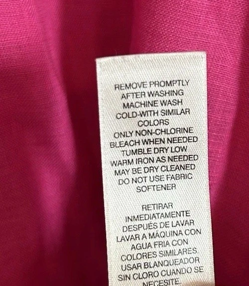 Camisa Blusa Top Chico's No Iron Lino Talla 3.5 XL Manga 3/4 Rosa Botón Espalda Foto 4 de 4