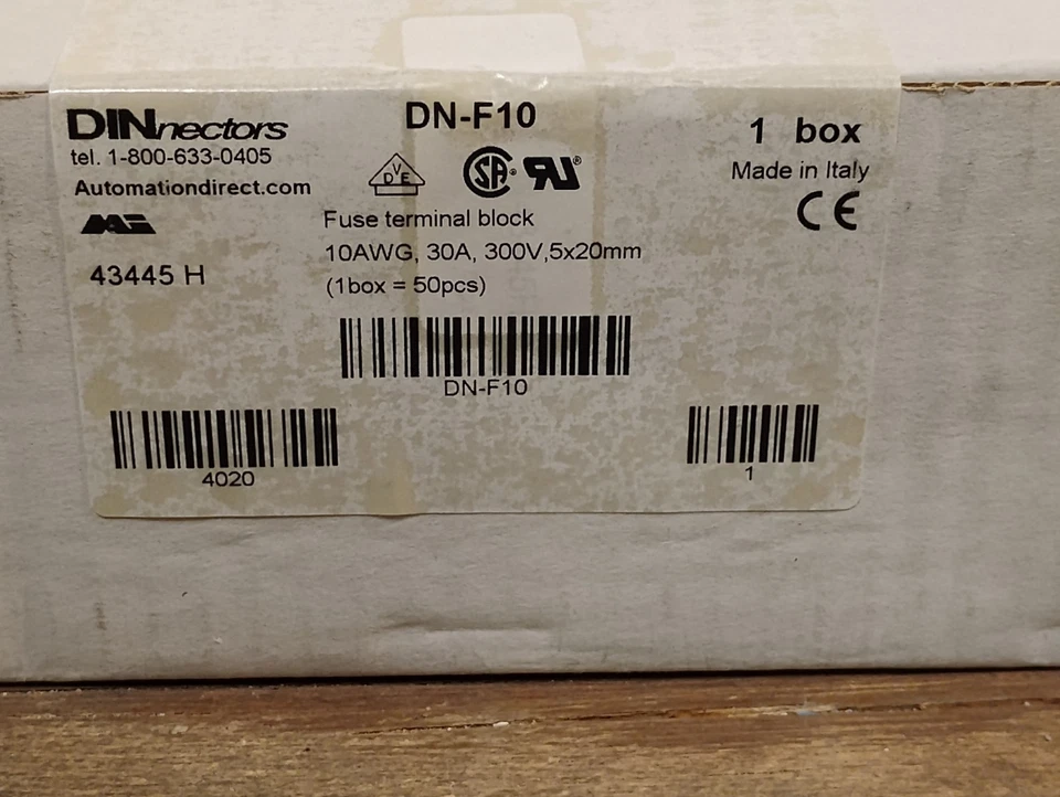 50pcs-Automation Direct DN-F10 DINnectors Fuse Terminal Blocks 30a, 300v - Image 2 of 3