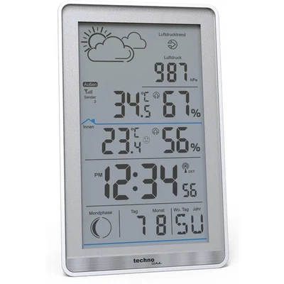 Technoline WS 9218 Wetterstation Silber Uhr Wettervorhersage - Bild 1 von 4