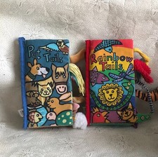 JELLYCAT PET TAILS & RAINBOW TAILS SENSORY CLOTH BOOKS-ANNE WILKINSON VGC