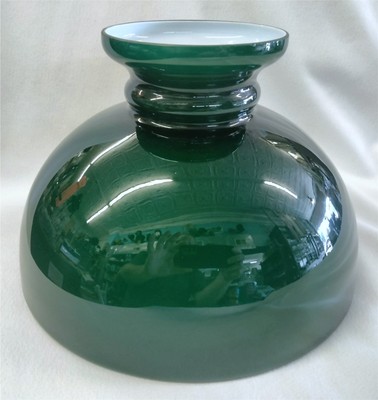 Vintage Green Cased Glass Lamp Shade - 10'' Fitter