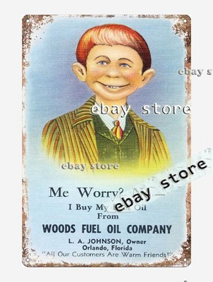 1930-45 Woods Fuel Oil Company, L.A. Johnson, owner, Orlando, Florida tin sign