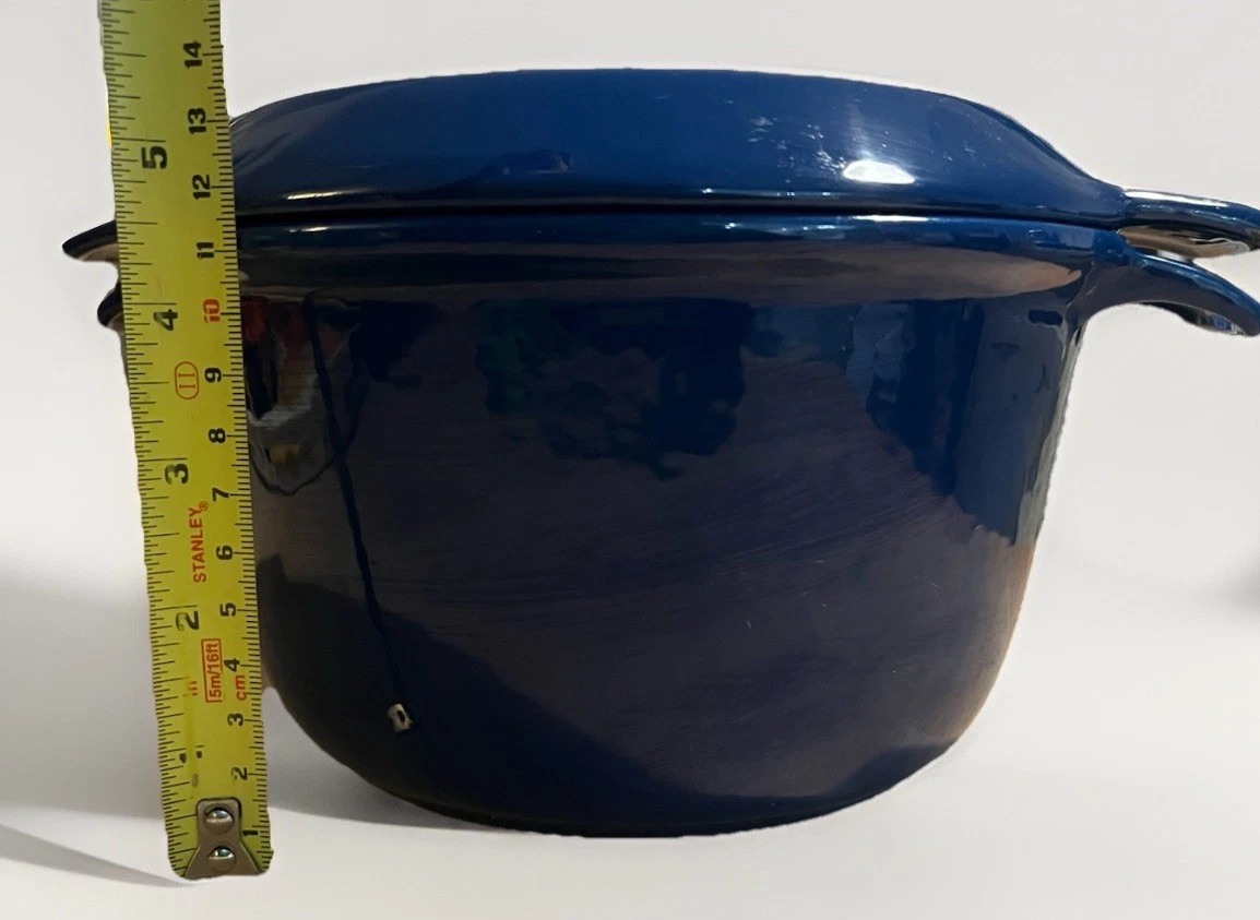 Nacco Denmark 20E Pan & Lid Blue Enamel Cast Iron Dutch Oven Casserole Stockpot