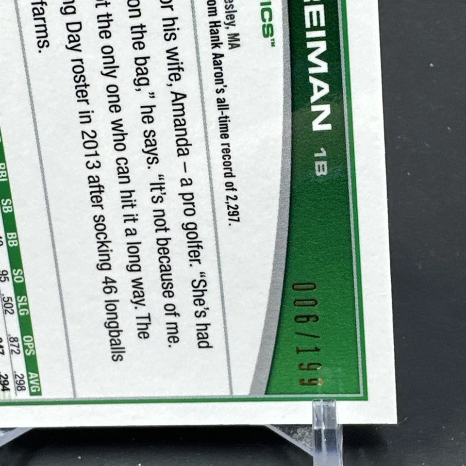 2013 Topps Chrome #97 NATE FREIMAN "BLUE REFRACTOR" RC Rookie Card #6/199 A's - Image 3 of 3