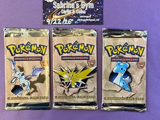 (Empty) 3x Fossil Set complete artwork Pokemon Card Packs Opened