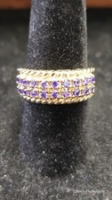 Vtg .925 Sterling Silver Light Purple CZ Cubic Zirconia Cocktail Ring Sz 6.