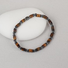 NEW Tiger Eye Hematite Beads Healing Protection Strength Gemstone Men's Bracelet