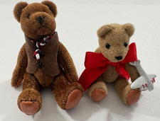 VINTAGE MINIATURE HANDMADE DAD  SON JOINTED TEDDY BEARS 2.25-2.75  