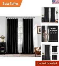 Black Velvet Blackout Curtains 84 Inch Long 2 Panels, W40 x L84