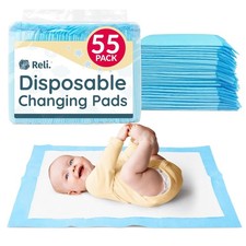 Reli. Disposable Changing Pads for Baby 55 Pack Diaper blue