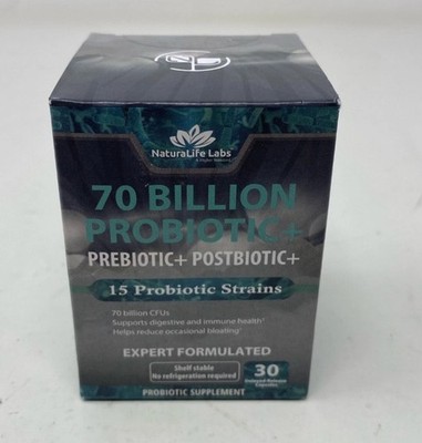 NaturaLife Labs 70 Billion Probiotic+ 30ct Prebiotic + Postbiotic