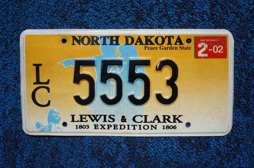 2002 North Dakota LEWIS & CLARK License Plate # 5553