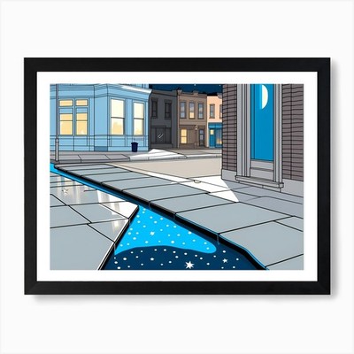 Dachrinne & Sterne 3 Vektorkunst Kunstdruck gerahmtes Wandbild Poster Leinwanddruck Bild