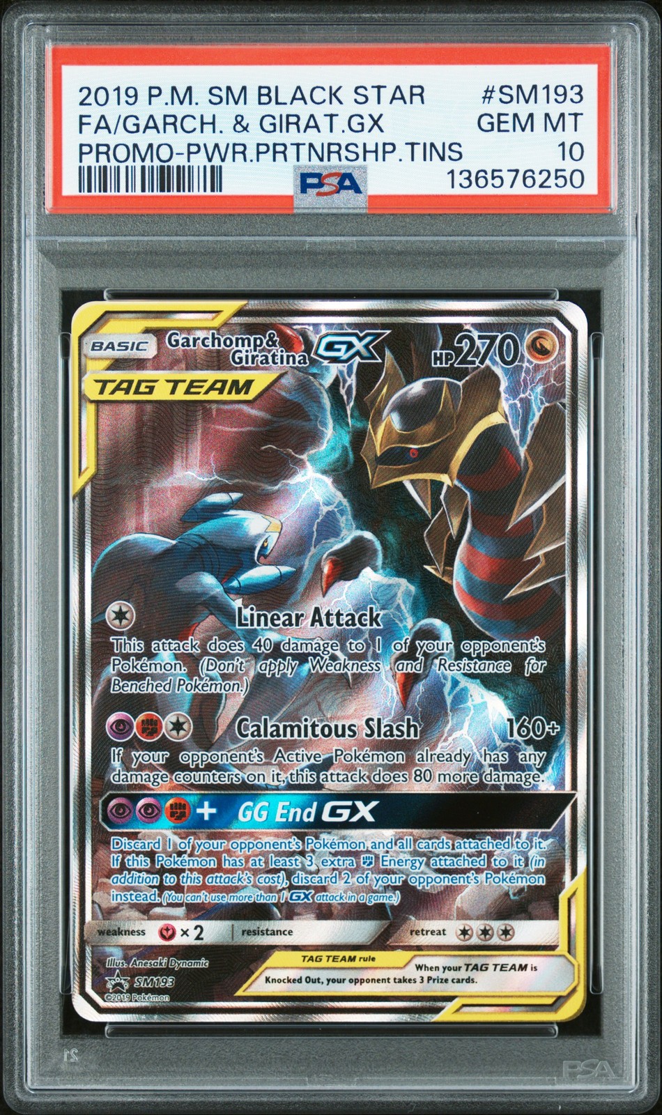 2019 POKEMON SM BLACK STAR PROMO #SM193 FULL ART/GARCHOMP & GIRATINA GX PSA 10