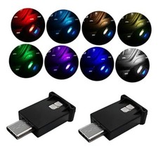 USB Type C LED Ambient Light, 8 Color Car RGB USB LED Decoration Night 2 PCS