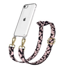 Custodia con Cinturino per Apple iPhone SE 2022 / 2020 / 8 / 7 Catena Camo Rosa - Oro