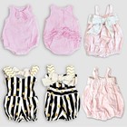 Organic Designer Boutique Bubble Romper Baby Girl Clothes Bundle | 0-3 Mo. |