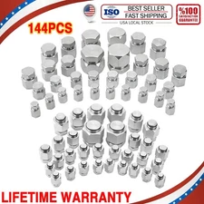 144PCS JIC &ORFS Master Industrial Hydraulic Cap Plug Hose Tube Pipe Fitting Kit