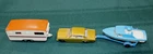 3 MATCHBOX LESNEY  1/64 TOY CAR LOT #16 OPEL #36 TRAILER #57  BOAT & TRAILER #9