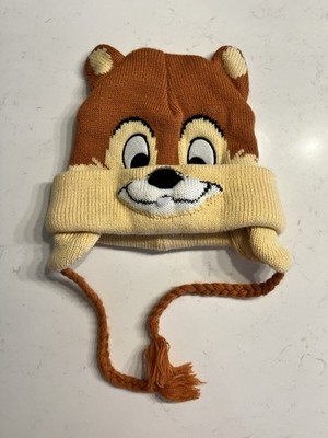 Disney Parks Chip And Dale Tassled Ear Flaps Winter Cap Hat Knit, One Size-249