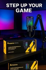 Maono DGM20S Series Gaming USB Microphone w/ Noise Cancelling Boom Arm - White