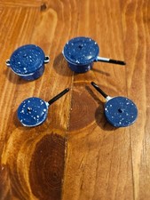 Dollhouse Miniature Speckled Blue Enameled Metal Cook Pots Four Pots Lids 1:12